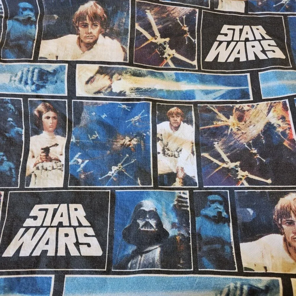 Original Star Wars Collage Twin Flat Sheet Fabric 62 X‎ 93 2.58 Yards Blue 2012